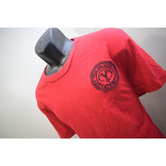 True Religion Buddha Emblem Tee Shirt Red Short Sleeve Mens Size 2XL XXL - Picture 1 of 8